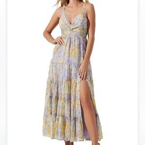 Astr Floral Maxi Dress in Yellow and Purple